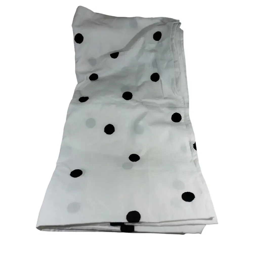 NWOT! PILLOWFORT! PURE WHITE & EMBROIDERED BLACK POLKA DOTS SHOWER CURTAIN!